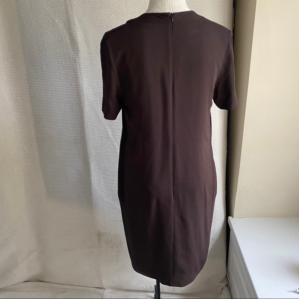 Les Copains S/M Minimalist Short Shift Dress Brown - Picture 4 of 8